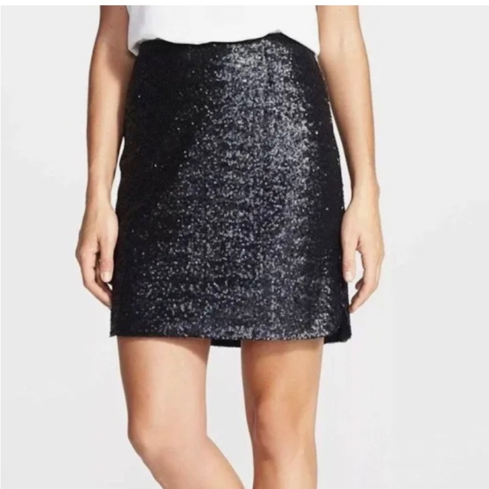 Halogen Black Sequin Mini Skirt Size 4P